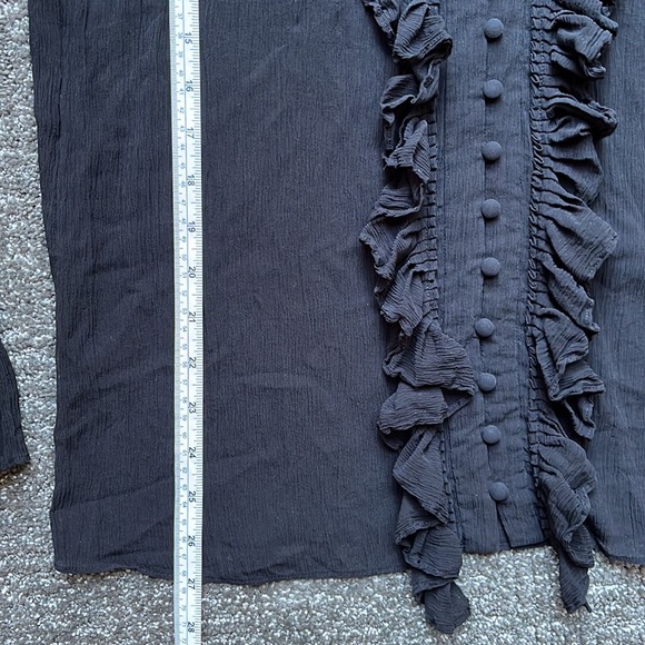 🐈‍⬛FRAME Crinkle  blouse top with ruffle black size small - Picture 6 of 8